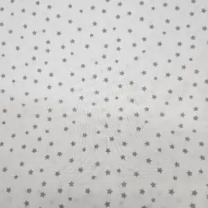 Algodón blanco estrellas grises