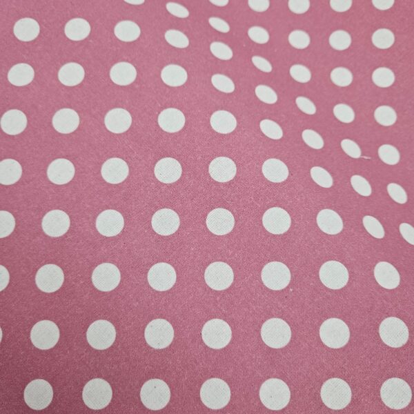 Algodón rosa palo lunares blancos