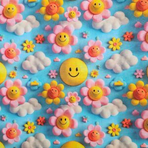 algodón flores sonrientes 3d