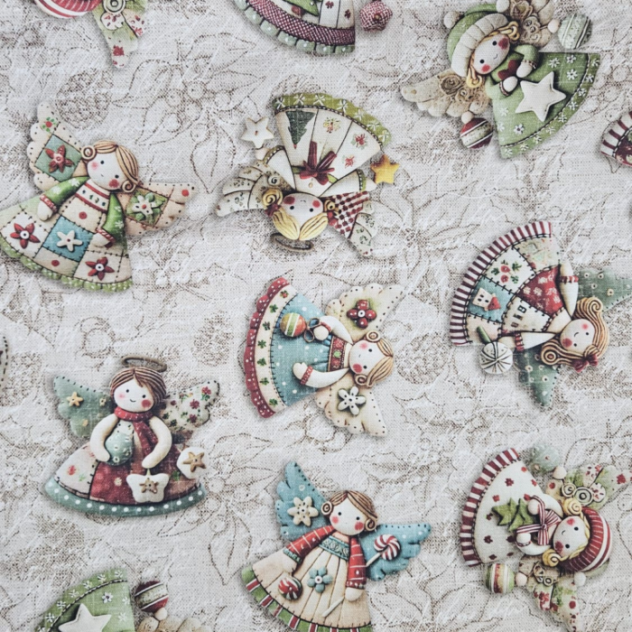 Loneta de Navidad ángeles 3D