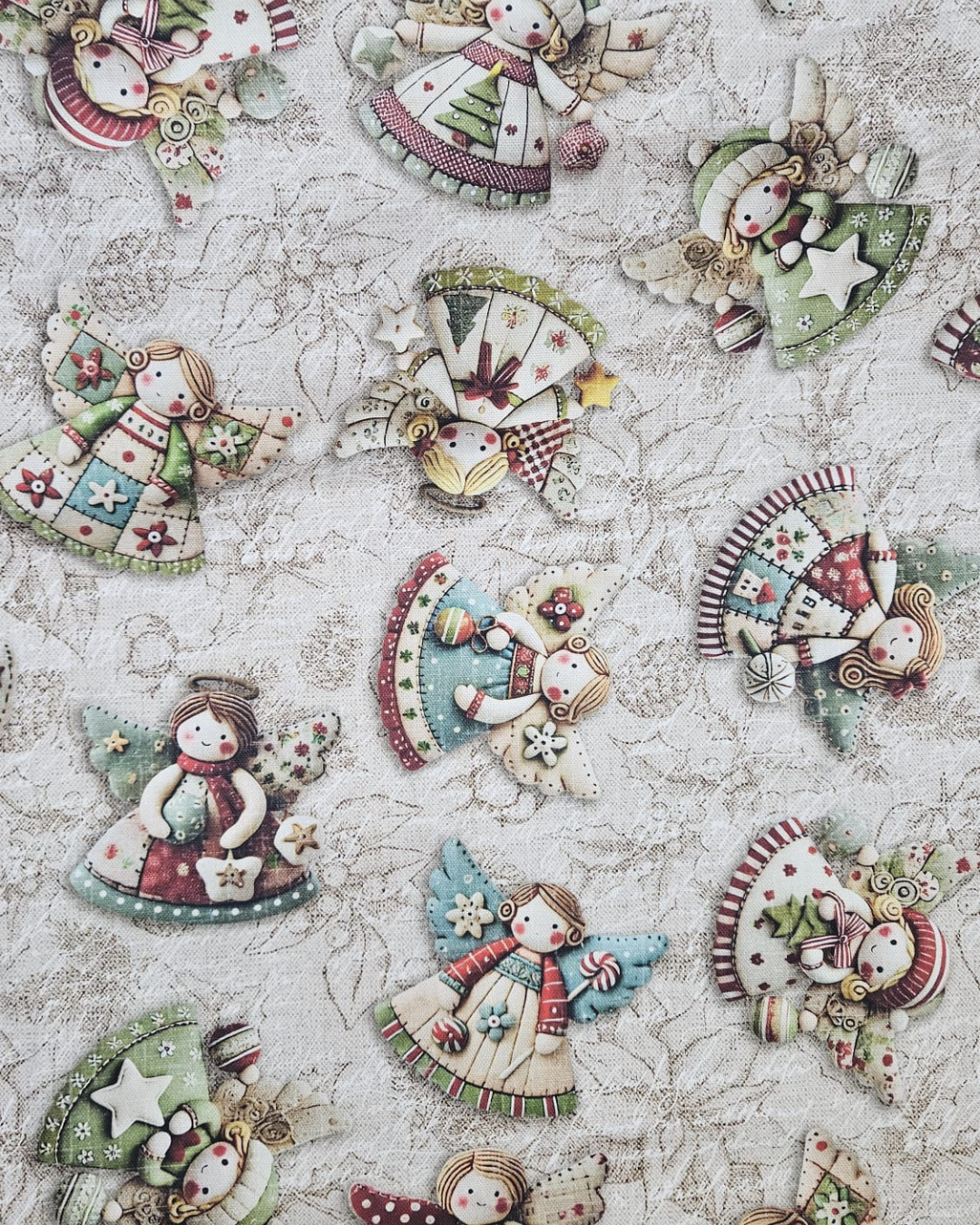 Loneta de Navidad ángeles 3D