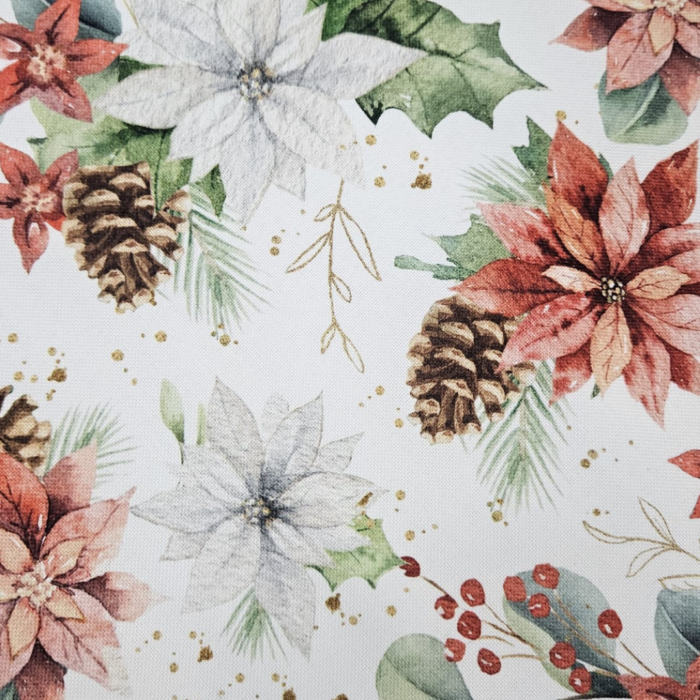 Loneta de navidad piñas y flores