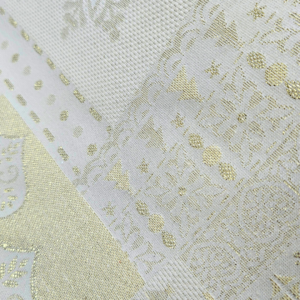 Mantel de Lurex con estampado de Navidad dorado y blanco