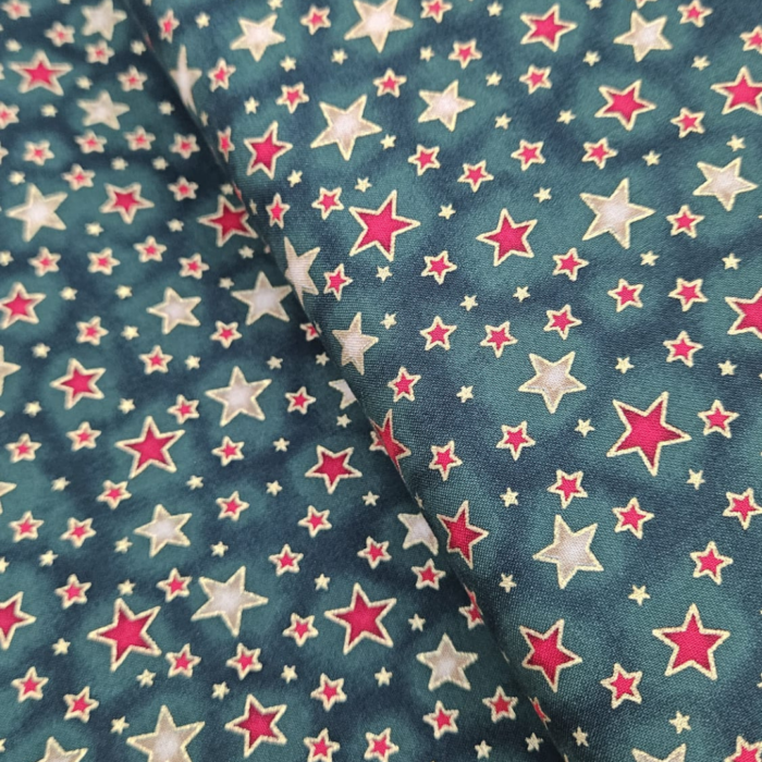 Popelín estrellas verde 100% algodón