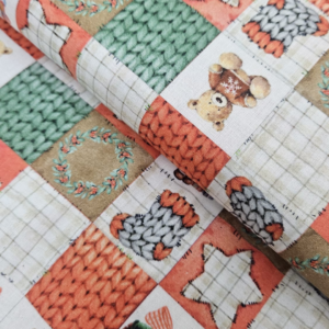 Popelín puzle Navidad algodón 100%