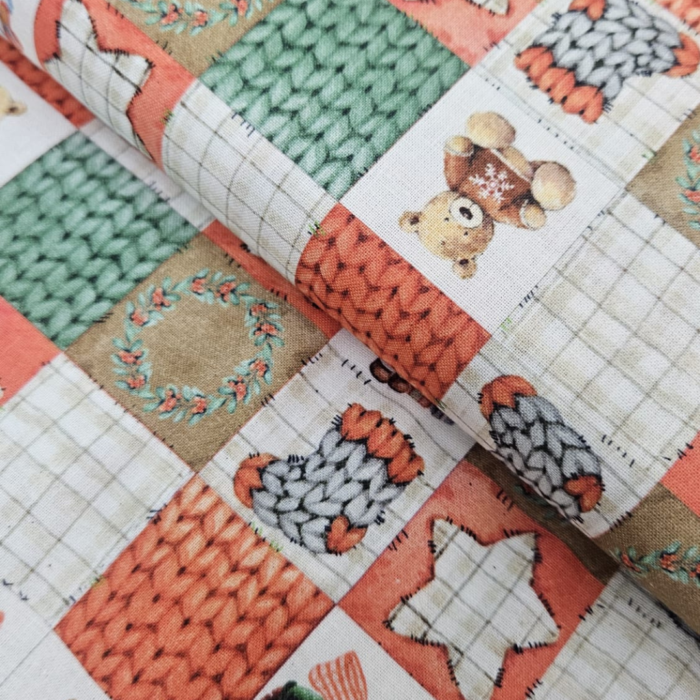 Popelín puzle Navidad algodón 100%