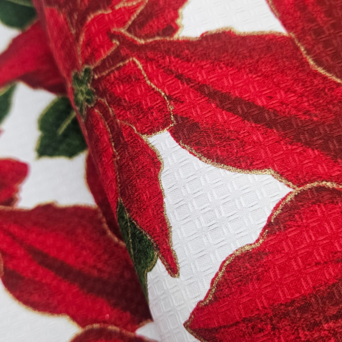 mantel de navidad de flores rojas