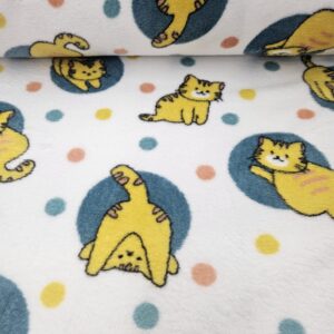 Tela Coralina Gatitos Naranjas – Estampado Doble Cara